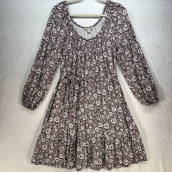 Boden Dresses & Skirts - Boden Scoop Tiered Jersey Mini Dress Women’s Sz 6L Floral Boho Prairie Cottage